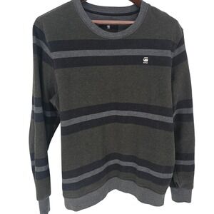 G‑Star RAW Striped Crew Neck Sweatshirt Pullover Sweater Men's XL Streetwear